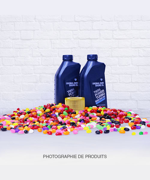 Photographie de produits puis montage avec Photoshop pour promotion concessionnaire